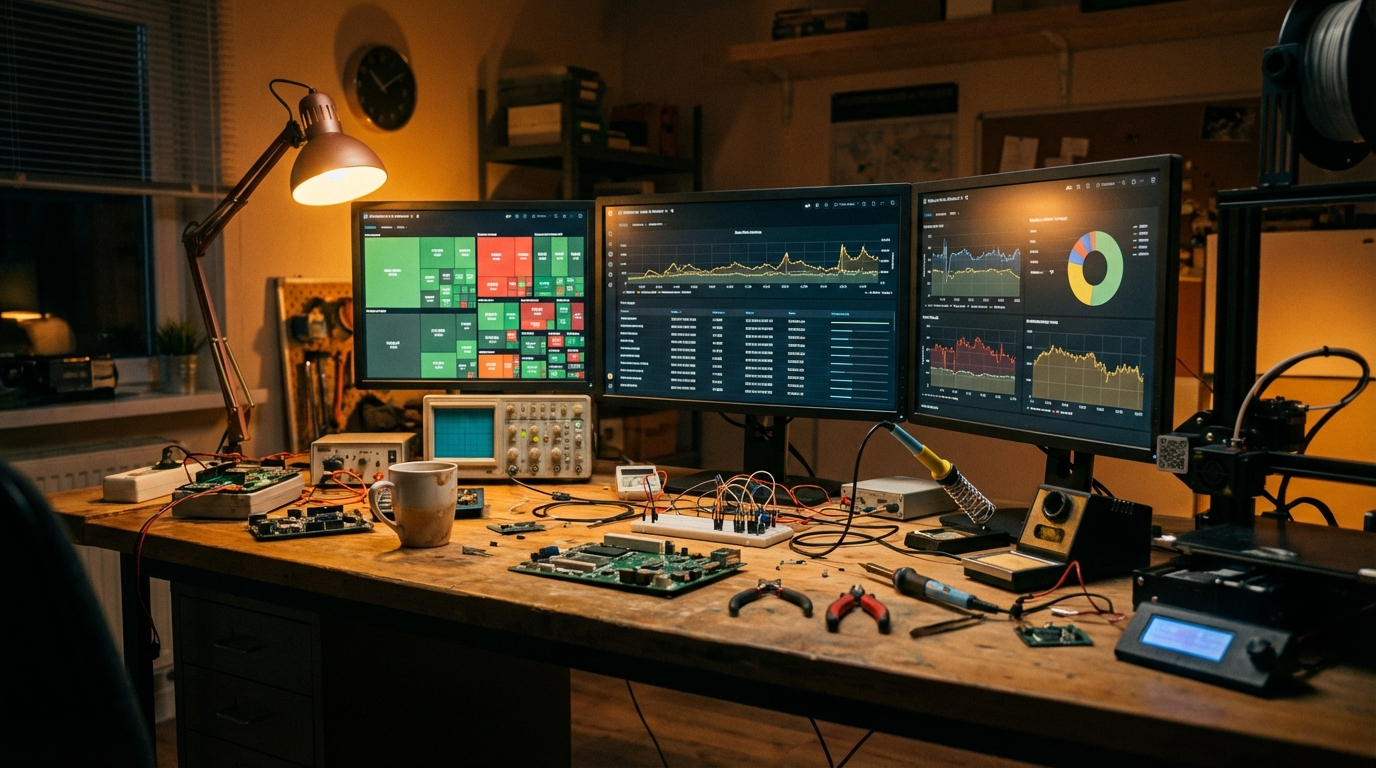 Workshop with screens showing AI token data